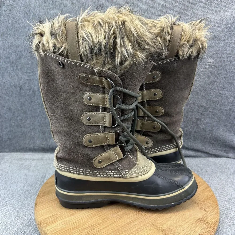 Sorel Boots Womens Size 6 Brown Suede Faux Fur Waterproof Winter Snow NL1540-051